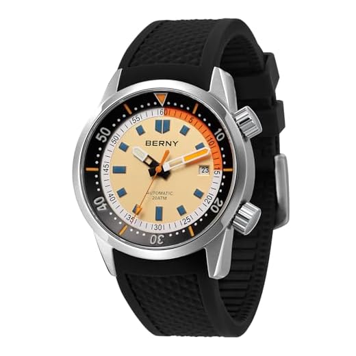 BERNY Relojes Sumergibles para Hombres Relojes Mecánicos Automáticos 20ATM Relojes Zafiro Vidrio Cómodo Correa de Silicona Súper Rumino Relojes para Hombres