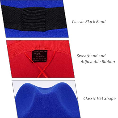 Fadachy Trendy Fedora Hat Wide Brim Hat Felt Panama Fedora Red Bottom Two Tone, Blue L Large Xl #TOP4