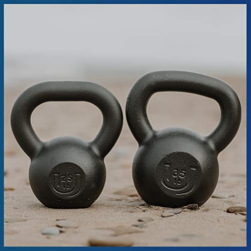 USA-Iron POWDERCOATED Kettlebell [Weight 25lb, 12kg] Proudly Made in USA Kettlebells for Men and Women with Wide Grip Handle – – Kettle Bell Core Fitness, Home Gym, Strength Training, Crossfit