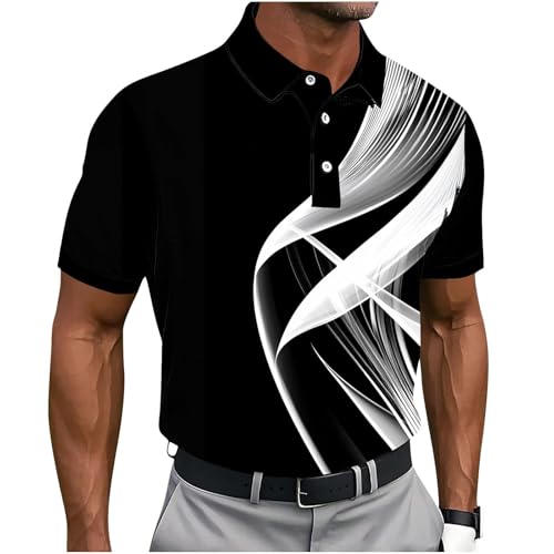 Camisa Polo para Hombre Manga Corta con Cuello de Botones y Estampado Geométrico miniatura 1