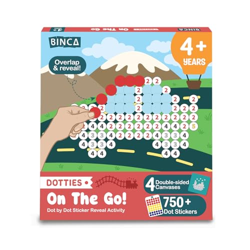 BINCA Dotties Dot Art Activity Kit - On the Go 750+ Stickers Vehicles Mess-Free Activities DIY Dot Sticker Art Travel Activities Gifts for Boys & Girls Ages 4 5 6 7