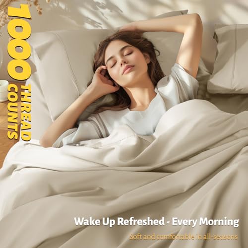 image for Shilucheng 100% Egyptian Cotton Queen Size Sheets Set - 1000 Thread Co