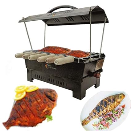 hot Berg Barbeque Grill Travel Essentials Hut Shaped Barbeque with 8 Skewers Charcoal Grill Compact BBQ Black Iron Barbecue with Grill stnad,Steel Tong & Hand Gloves