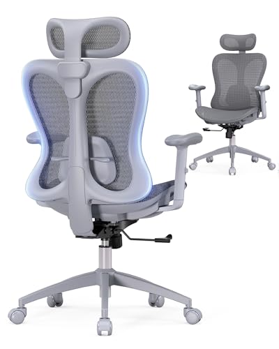 Ergonomic Office Desk Chair, Comfortable Computer Gaming Chair, Breathable Mesh Back & Seat, Adjustable Armrest & Headre - Detailed View