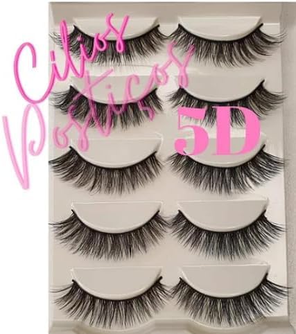 Cílios Postiços 5D Natural Realista - Cartela com 5 Pares - Volume, Leveza e Olhar Marcante