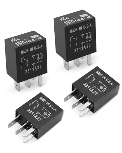 Automotive High Power Relay Kit Fit for Select Ford Vehicles Replace 8T2T-14B192-AB, 12V DC 30A 4 Pins Plug-in, Pack of 4