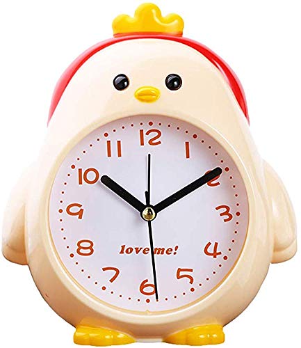 Wecker für Kinder Lernen Nachtlicht Mini-Cartoon-Küken Desktop-runden Vorwahlknopf-Wecker mit Nachtlicht-Kind-Geschenk
