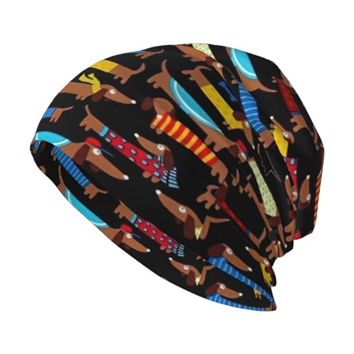 Gorro de punto de calidad con texto en inglés 'I Love My Dog' Dachshunds, transpirable, elástico, para familiares o amigos, color negro