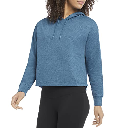 Danskin Women's Sustainable Soft Cropped Sweatshirt Hoodie, Storm Blue Space ...