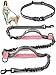 Pet Dreamland Hands Free Leash for Walking - Large Dogs (up to 130 lbs) - Running, Hiking, Training (Dark Grey & Pink)