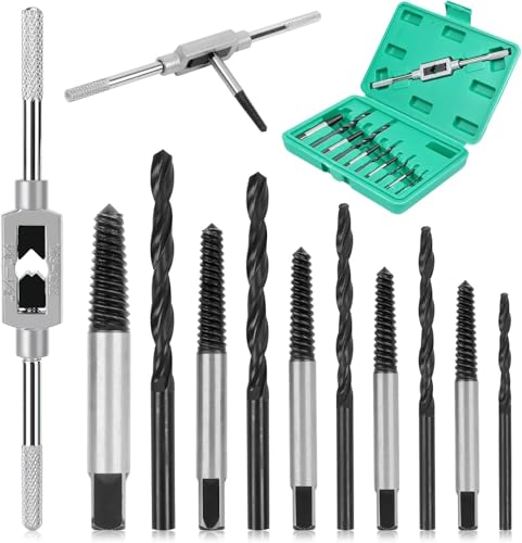 Niuny Schraubenausdreher Set 11tlg Linksausdreher Inkl Windeisen Schraubenlöser M3-M12 Schrauben Entferner Werkzeug Screw Extractor mit Aufbewahrungsbox zum Entfernen Beschädigter Schrauben