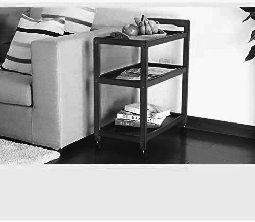 Image of 3-Tier Solid Wood Rolling Bar Cart with Wheels - Utility & Kitchen Storage Cart (Style 6)