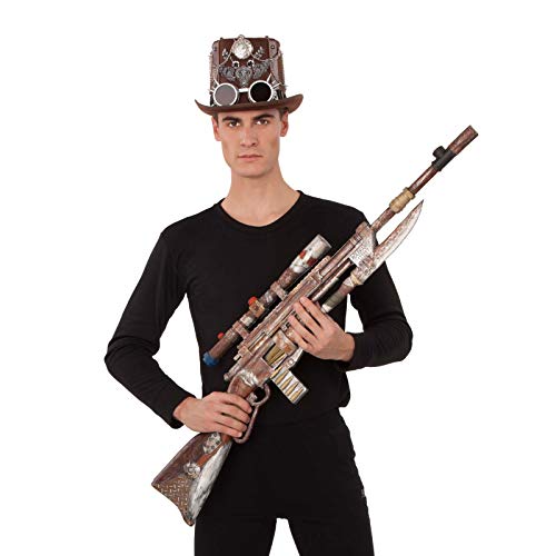 My Other Me - Fusil marrón con detalles de balas, cuchillo y mira unisex adulto de 108 cm. Un accesorio imprescindible para dar un toque retrofuturista a tu atuendo steampunk