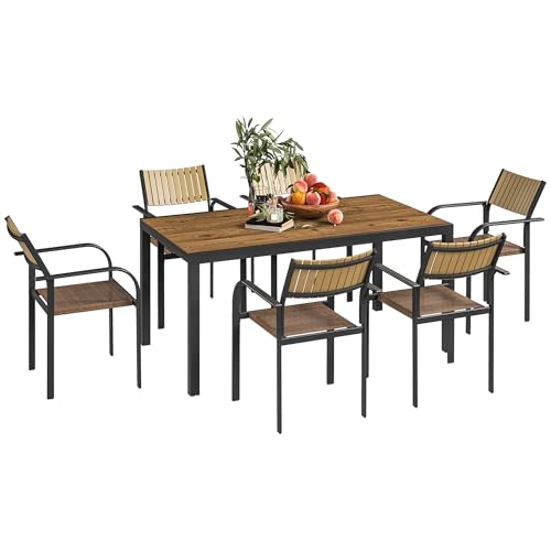 Outsunny Set Tavolo da Giardino Allungabile con Sedie da 7