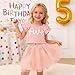 SOFEON Toddler Girl Birthday Outfit Flower Embroidery Ruffle Tank Top Tutu Skirt 2-7T Birthday Party Flower Tulle Skirt Set(Pink-5th,5T)