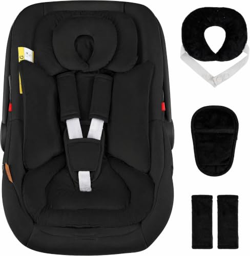 Hooyax Infant Car Seat Insert with Removable Head Support, Dual-Sided Baby Car Seat Cushion for Preemies & Newborns - Universal Head & Body Support for Car Seat, Stroller & Swing(Black)