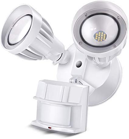 BBOUNDER LED Security Flood Light Outdoor with Motion Sensor, 2 Adjustable Heads, 20W(120W Equiv), 5000K Daylight, Waterproof, Upgraded Aluminum Heads with Dupont Paint Coating, Antioxydation