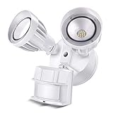 BBOUNDER LED Security Flood Light Outdoor with Motion Sensor, 2 Adjustable Heads, 20W(120W Equiv), 5000K Daylight, Waterproof, Upgraded Aluminum Heads with Dupont Paint Coating, Antioxydation