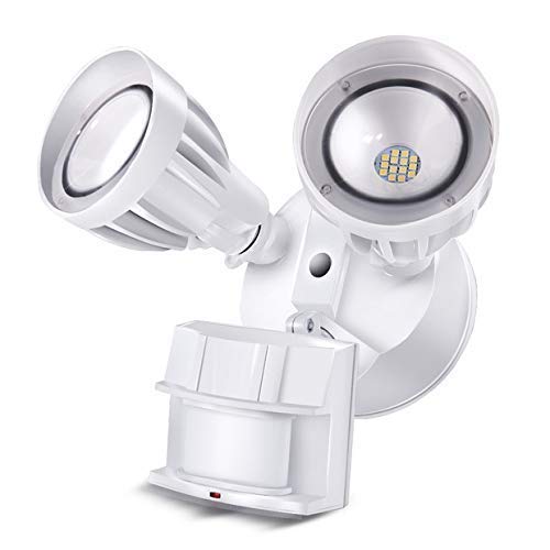 BBOUNDER LED Security Flood Light Outdoor with Motion Sensor, 2 Adjustable Heads, 20W(120W Equiv), 5000K Daylight, Waterproof, Upgraded Aluminum Heads with Dupont Paint Coating, Antioxydation