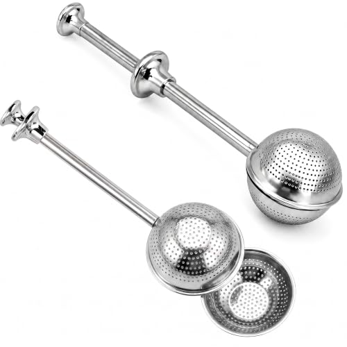2 PCS Tea Infuser & Flour Duster Wand, Stainless Steel Loose Leaf Tea Strainer with Handle, Fine Mesh Powder Sugar Shaker Sifter for Baking, Cocoa, Spices, Coffee