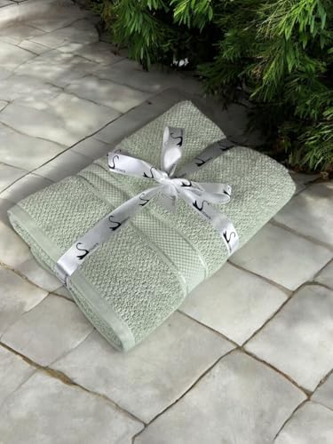 Image of SENSES By Riba Cotton Towels for Bath 550 GSM - Pale Green, 1 Pc | Super Soft, Large Size, Absorbent, Lightweight, Antimicrobial, Low Linting