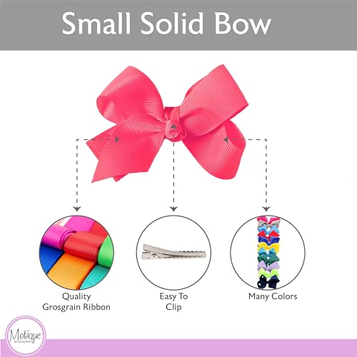 Image of Small Solid Bow for Girls - Set of 12 (Neon Pink)