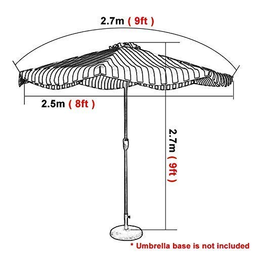 Parasol de piscina redondo y grande con protección UV50+ y estilo rayas 8