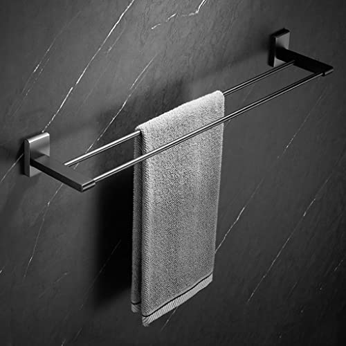 Porte-serviettes double tige 50 cm en métal solide pour salle de bain moderne