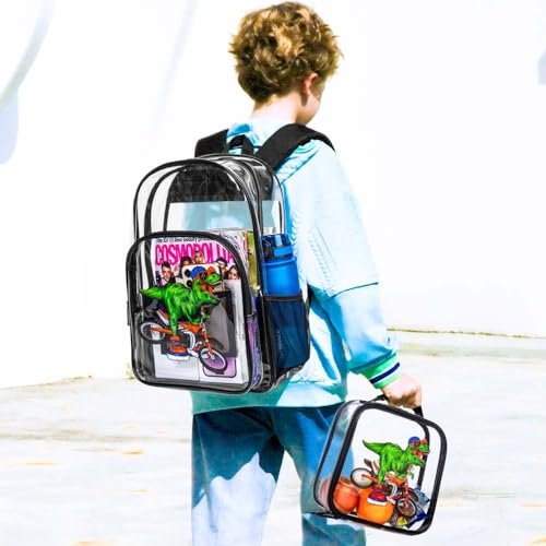 Image of KLFVB 3PCS Clear Backpack for Girls and Boys, Kids See Through Backpacks Stadium Approved, Transparent Bookbag for Elementary