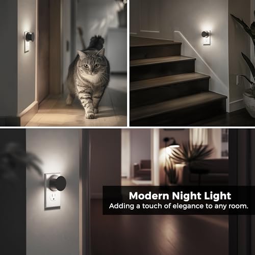 Image of L LOHAS LED Night Lights Plug into Wall,[2-Pack] Plug in Night Light | Light Sensor,Brightness Adjustable,5000K Daylight White,Nightlight for Hallway Bedroom Bathroom
