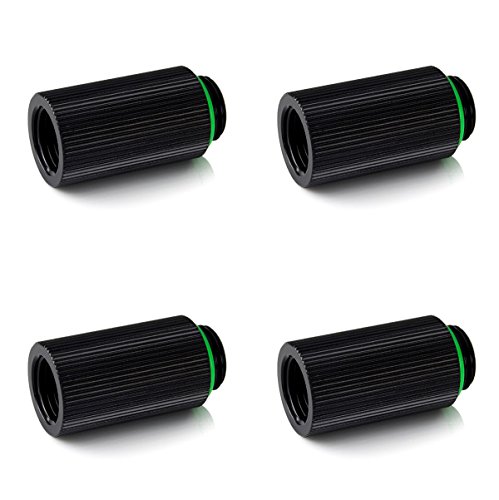 Bitspower Touchaqua G1/4" Male to Female Extender Fitting, 30mm, Glorious Black, 4-Pack