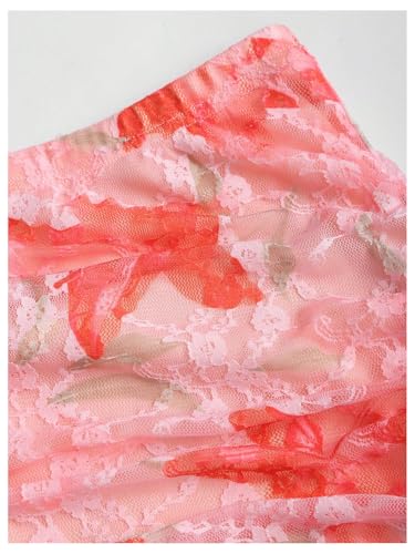 Women's Vintage Floral Ruched Fishtail Long Skirt High Waisted Bodycon Maxi Skirts3