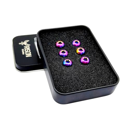 Image of RISON Titanium Bolts M5x10mm Titanium Button Torx Head Bolt Screw M5 Bolts Bicycle Disc Brake Universal Rainbow Star Round Head Ti Bolt for MTB and Bicycle Motorcycle Pack of 6
