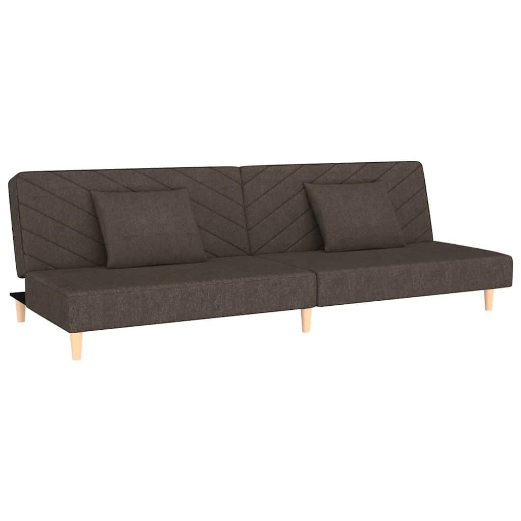 Sofa z funkcją spania 2-osobowa z funkcją łóżka i dwoma poduszkami w kolorze brązowym, łóżko dla gości, do salonu i pokoju gościnnego