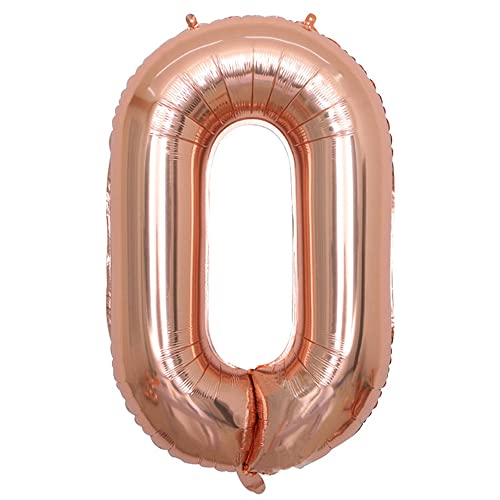 Image of Rosegold 32 Inches 0 Numbers Shape Large Big Foil Helium Balloons For Party Decorations In Happy Birthday Anniversary Office Items Materials Set Pack, Pack Of 1
