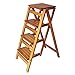 MHBGX Wielofunkcyjny składany stołek ze schodkami, stołek z litego drewna, składany stołek drabinkowy 4-stopniowy wielofunkcyjny stołek drabinkowy podwójne zastosowanie do wewnątrz i na trzy kroki