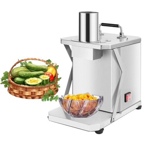 Picadora de verduras eléctrica de 200 W, trituradora y cortadora, procesadora de alimentos automática con troquel de 6/8/10/12/15 mm, para cebollas, zanahorias, pepinos, jamón en cubos y patatas.