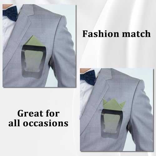 Image of Luckyvestir Pocket Squares for Men, 9 inch Cotton Linen Sage Handkerchiefs Men Women with Pocket Square Holder for Suits Business