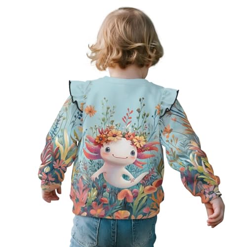 Xpyiqun Girls Ruffle Shoulder Pullover Tops Crewneck Sweatshirt for Kids 1-8 Years Long Sleeve Shirt Athletic Outfits2