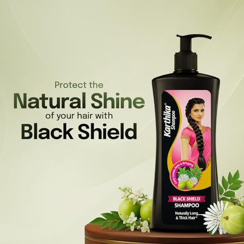 Image of Karthika Black Shield Shampoo for Hair Fall Control & Hair Growth | With Amla, Curry Leaves & Bhringraj | For Long, Strong Hair | 650 ml