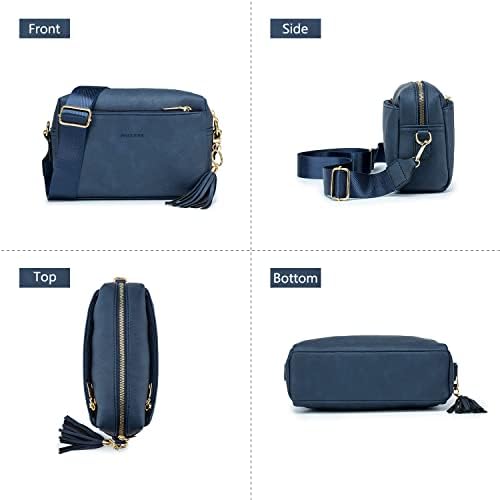 MUIIKOLA Roulens Triple Zip Small Crossbody Bag for women,Wide Strap