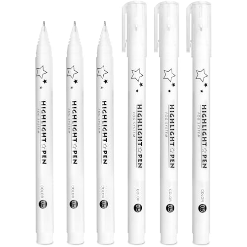 Elegirme ジェルボールペン 白ペン 0.5mm 極細 不透明調 ホワイトペン イラスト 手書きPOP ノート 手帳 手紙 挨拶状 スケジュール帳 アルバム スクラップブッキング 写真 黒い紙に書けるペン 耐水耐光 6本セット