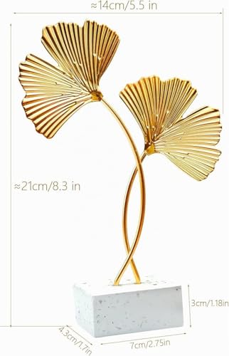 Miniatura 2 de Estatua De Hoja De Ginkgo Creativa, Pequeña Hoja De Ginkgo Adornos De Ginkgo Escultura Dorada De Escritorio Decoración De Sala De Estar Moderna Decoración Creativa Para El Hogar Oficina Moderna