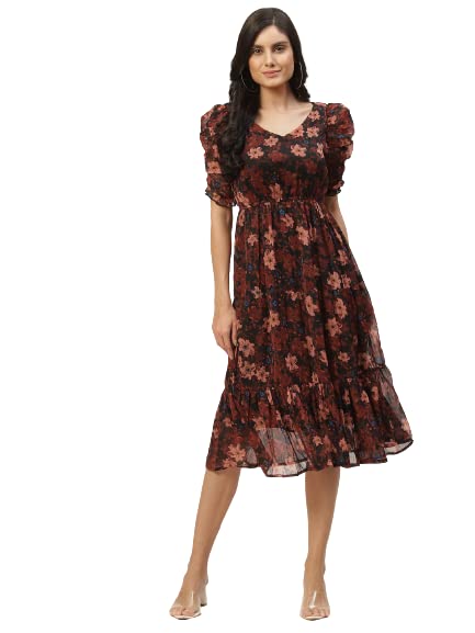 Image of Wisstler Women Midi Dress with Lining,Fashion Dress,MIDI Length Dress