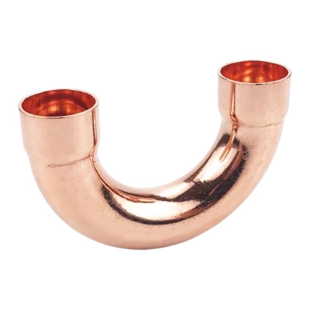QWZTAEOZA 1pc 76mmx2.2mmx200mm ID Weld Socket End Feed Solder 180 Degree Bend Pure Copper Pipe Fitting