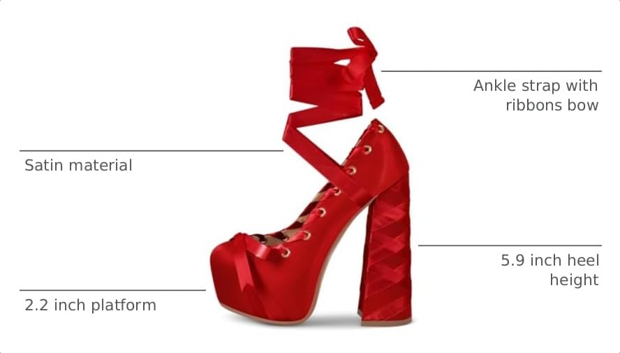 Image of Platform Heels Chunky Bow Ribbon Pumps