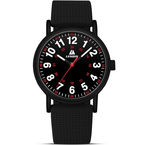 LN LENQIN Waterproof Nurse Watch for Women Men Nurse Medical Professionals 12/24 Hour Military Time with Second Hand Easy to Read Dial,Colorful Silicone Band