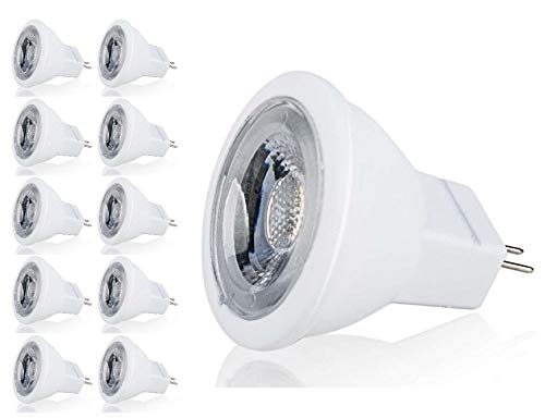 CBConcept UL-Listed MR11 GU4.0 LED Light Bulbs, 10-Pack, 2 Watt, Dimmable 230 Lumen, Pure White 6000K, 36° Beam Angle, 12 Volt, 20W Halogen Bulbs Equivalent,Landscape/Accent/Recessed/Track Lighting