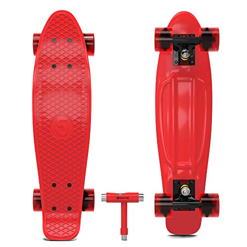 Skatro Mini Cruiser Skateboard. 22x6inch Retro Style Plastic Board Comes Complete