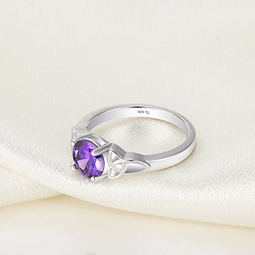 Yl Celtic Knot Rings For Women 925 Sterling Silver Created Amethyst 18K White Gold Plated Statement Rings-Size5 #TOP5